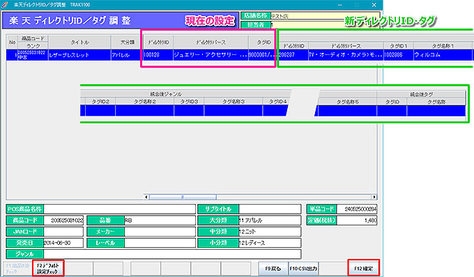 楽天ディレクトリID/タグ調整