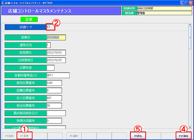 店舗コントロールマスタ