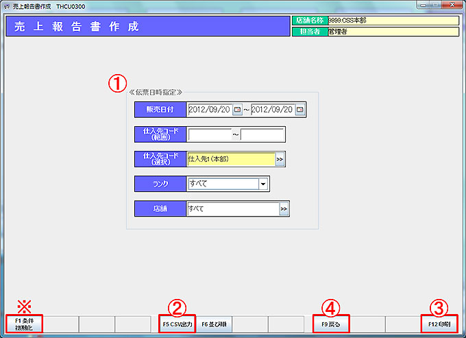 売上報告書条件