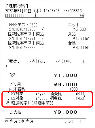 チェックアウト値引レシート