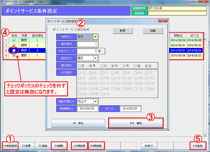 ポイントサービス条件